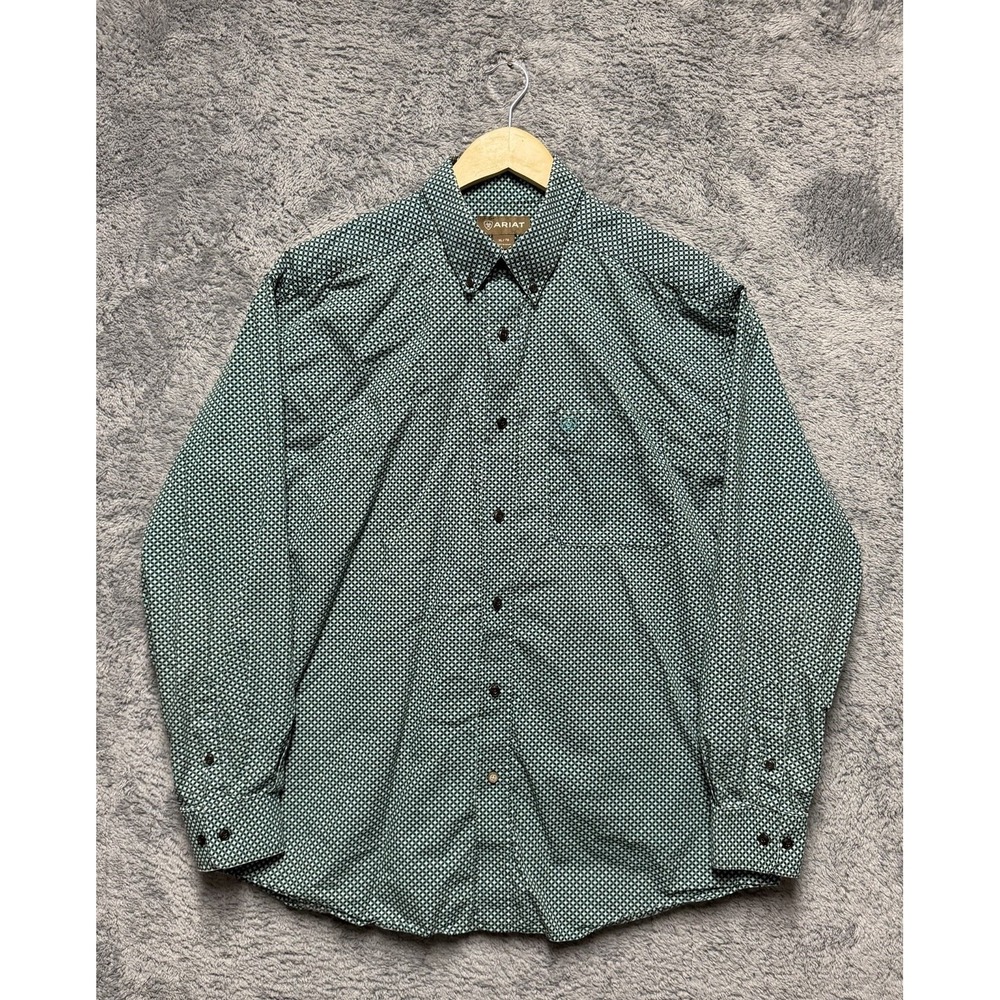 Ariat Shirt Mens XL Green Geometric Medallion Western Cowboy Rodeo Ranch Work